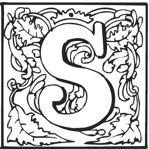 Letter S With Ornament Coloring Page